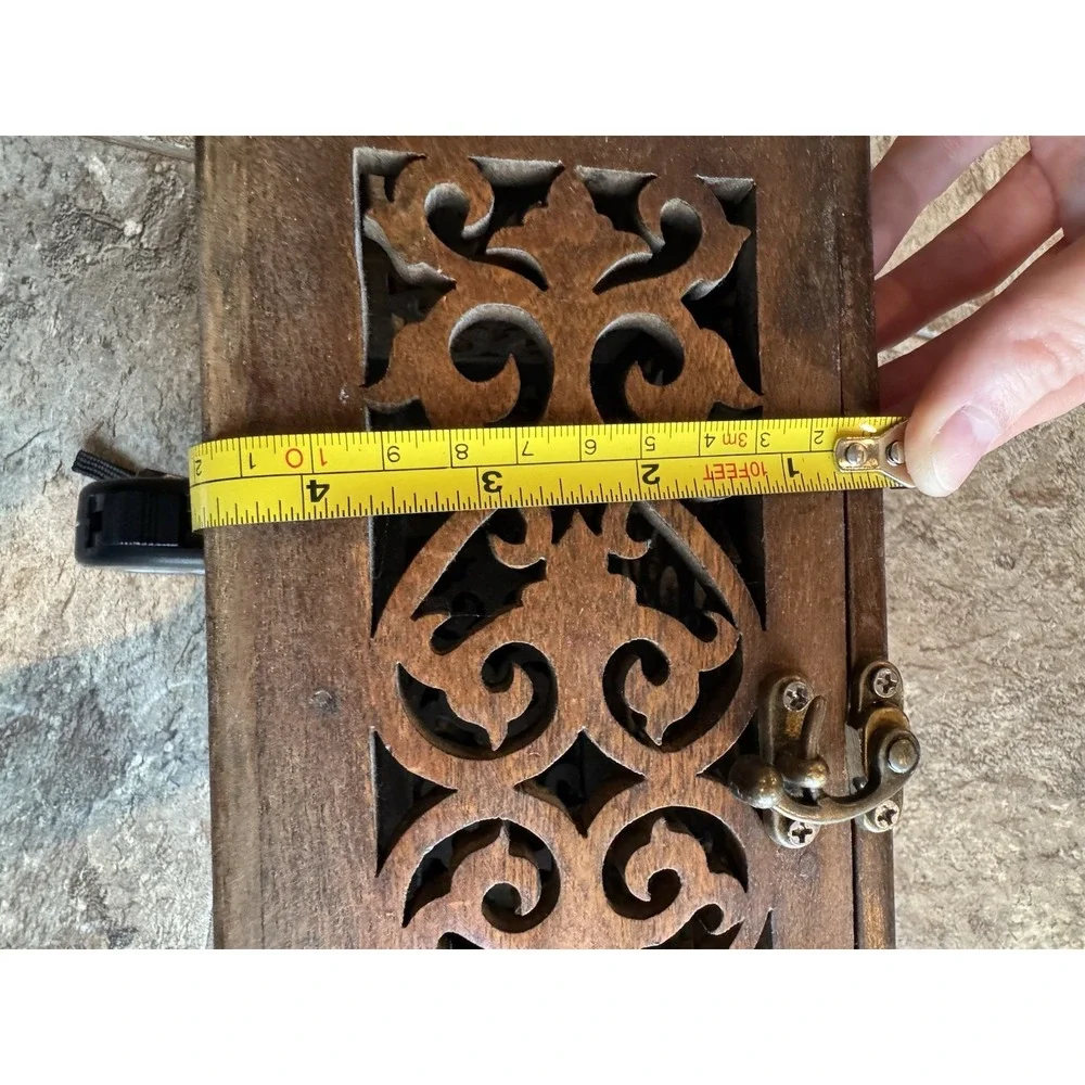 1990s Maitland Smith‎ Hand Carved Teak Box Rare Vintage Art Piece Jewelry OOAK
